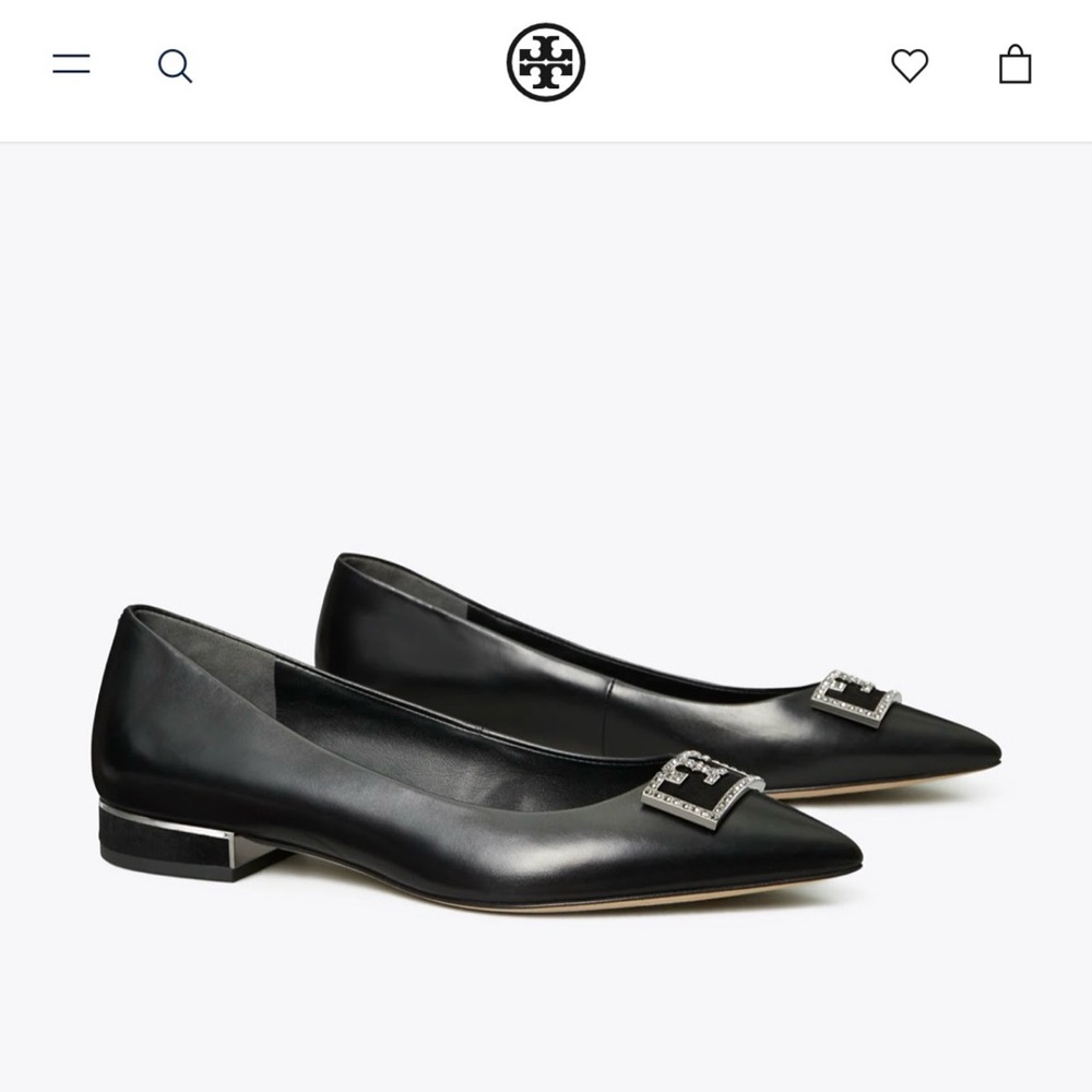Tory Burch Black Flats with Silver Accent